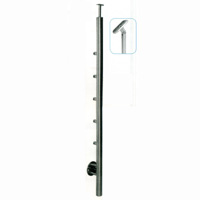 Poteau pour barres �12mm - Mur 304 Int�rieur Poteau en Inox Fixation lat�rale int�rieure 01-153B-04S