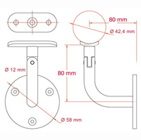 Support r�glable - A4 satin� Ext�rieur Support main courante Supports Inox 06-020B-16S