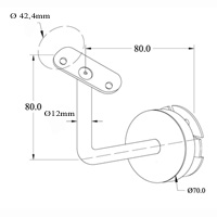 Support fixe- A2 satin� avec cache Int�rieur Support main courante Supports Inox 06-100B-04S