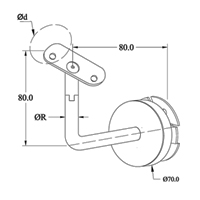 Support r�glable- A2 satin� avec cache 304 Int�rieur Support main courante Supports Inox 06-120B-04S