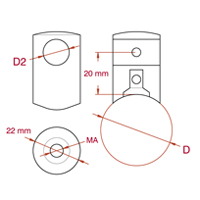 Connecteur barre borgne Inox A4 satin� 316 ext�rieur Raccords pour barres Connecteur borgne 19-012B-16S