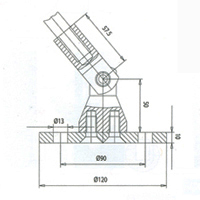 Attache tige filet�e tirant pour auvent Inox 304 satin� Marquise - Auvent Soutien c�t� tige 28-002X-04S