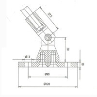 Attache tige filet�e tirant pour auvent - huisserie m�tal Inox 304 satin� Marquise - Auvent Soutien c�t� tige 28-004X-04S