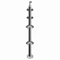 Poteau d'angle inox A4 - verre et barre - fixation � l'anglaise 316 Ext�rieur Poteau en Inox Fixation lat�rale ext�rieure 630039B-16S