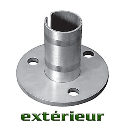 Embase platine pour tube inox 316 A4 �42,4mm ext�rieur � visser au sol