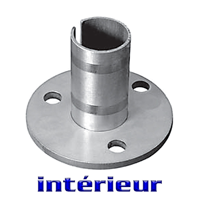 Embase platine en inox 304 pour tube �42,4mm int�rieur � visser au sol