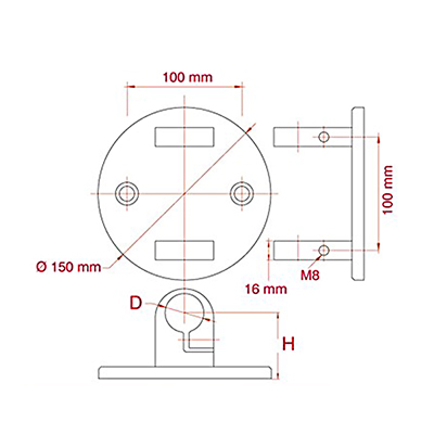 Support lat�ral platine � collier pour tube A4 �42,4mm ext�rieur